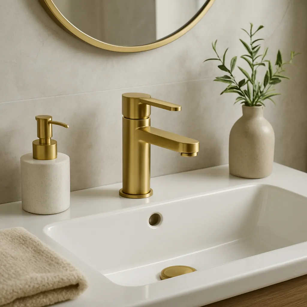 Złote baterie łazienkowe – z czym je łączyć, by nie przesadzić